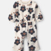Baby Girl Floral Fleece Long-Sleeve Jumpsuit - Cream/Black/Brown