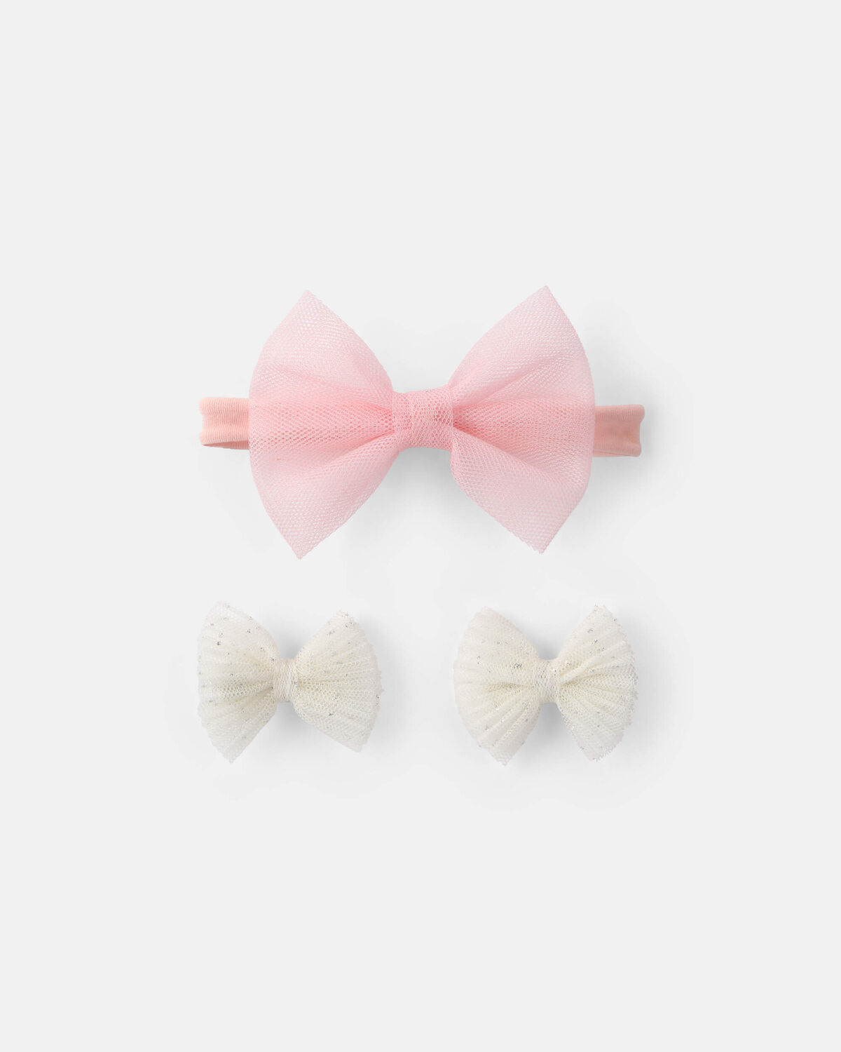 Baby Girl 3-Pack Bow Headwrap & Hair Clips - Pink/Cream