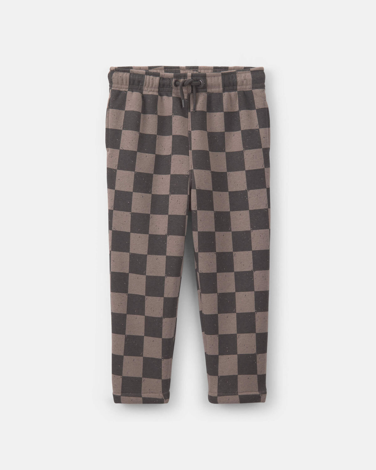 Toddler Boy Checkered Flag Fleece Joggers - Brown