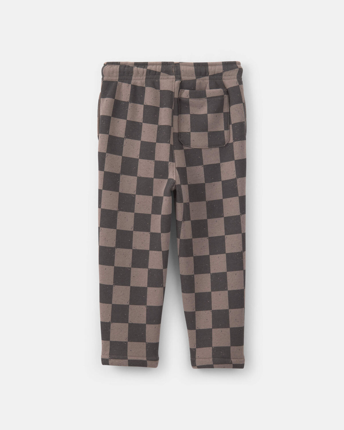 Toddler Boy Checkered Flag Fleece Joggers - Brown