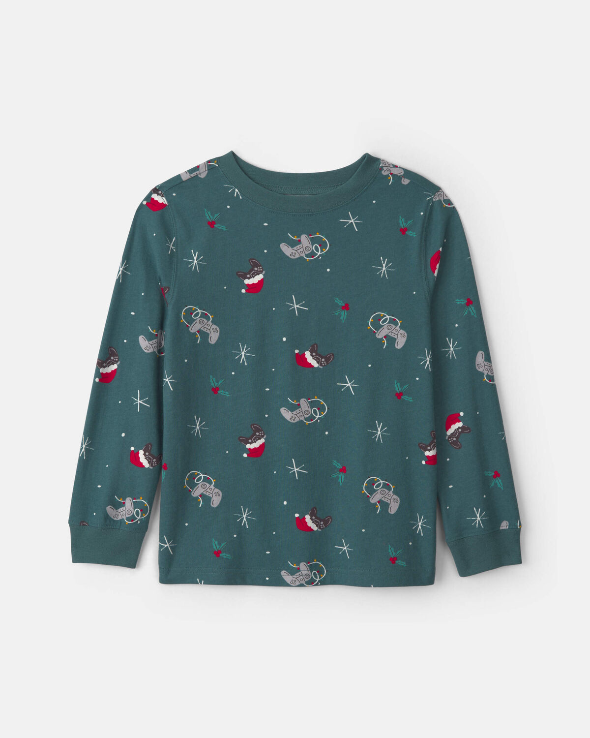 Boys Christmas Gaming Long-Sleeve Tee - Green 1 Boys Christmas Gaming Long-Sleeve Tee - Green