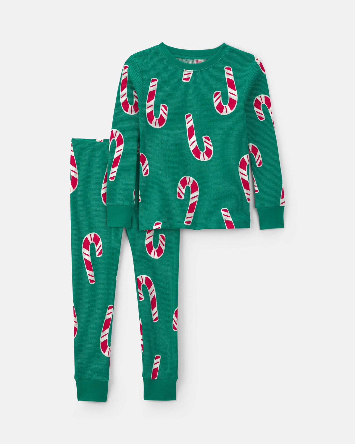 Toddler Candy Cane Christmas Thermal Snug Fit 2-Piece Pajama Set - Green 1 Toddler Candy Cane Christmas Thermal Snug Fit 2-Piece Pajama Set - Green