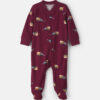 Baby Boy Construction Truck 100% Cotton 2-Way Zip Sleep & Play Pajamas - Burgundy