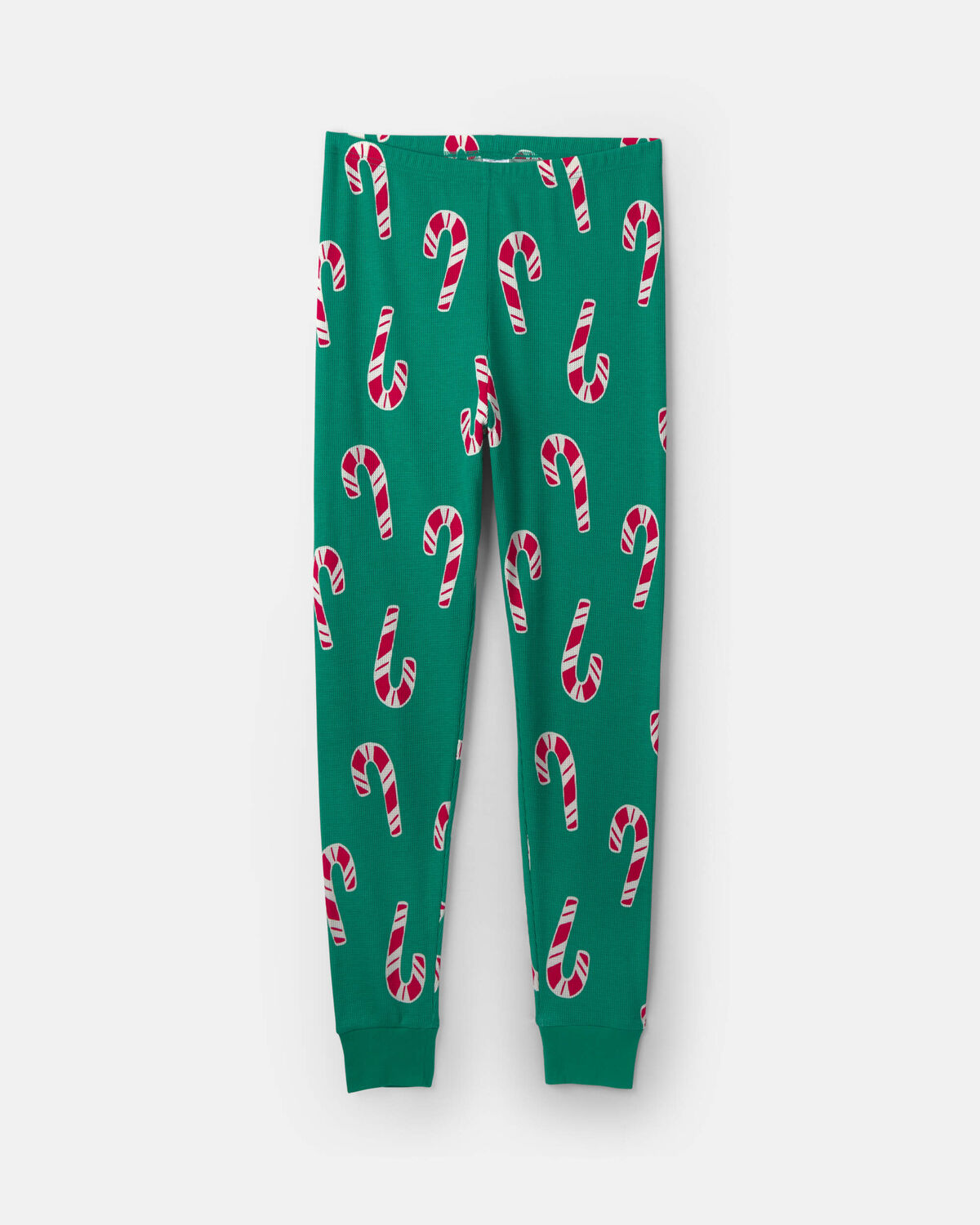Adult Candy Cane Christmas Thermal Snug Fit 2-Piece Pajama Set - Green 2 Adult Candy Cane Christmas Thermal Snug Fit 2-Piece Pajama Set - Green