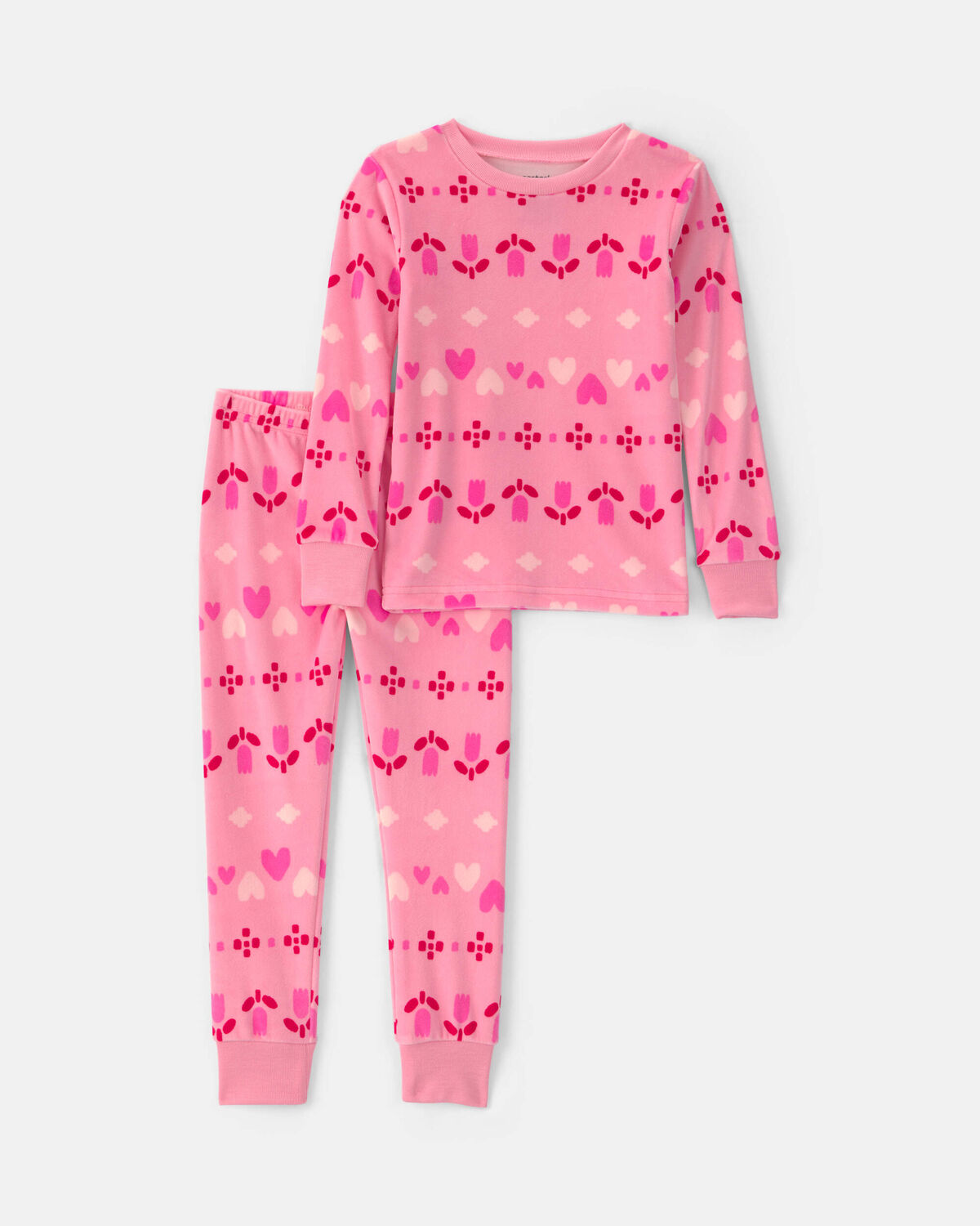 Toddler Girl 2-Piece Fair Isle DreamPlush Snug Fit Pajama Set - Pink 1 Toddler Girl 2-Piece Fair Isle DreamPlush Snug Fit Pajama Set - Pink