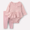 Baby Girl 2-Piece Heart Striped Long-Sleeve Bodysuit & Pant Set - Pink