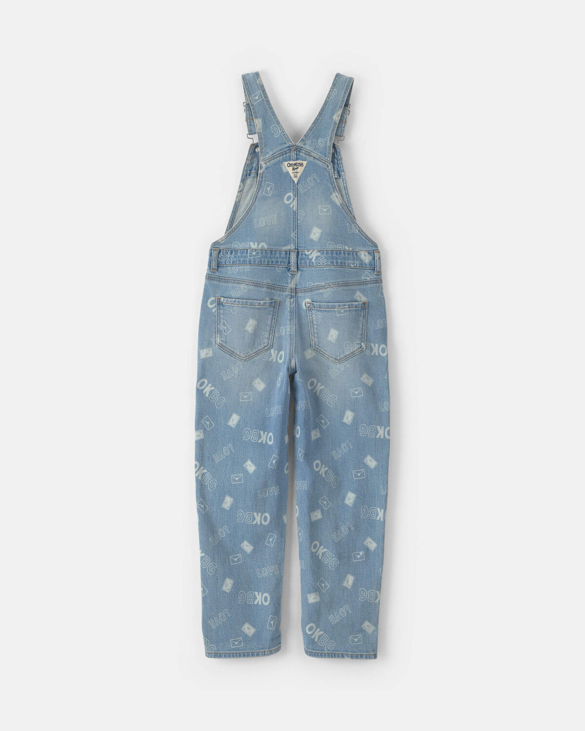 Girls 'Love' Valentine's Day Overalls - Light Wash