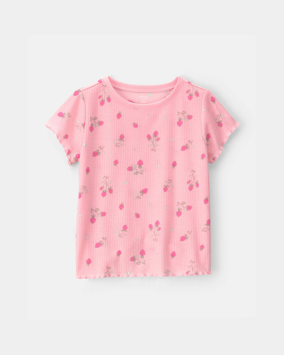 Girls Strawberry Rib Loose Fit 2-Piece Pajama Set - Pink 2 Girls Strawberry Rib Loose Fit 2-Piece Pajama Set - Pink