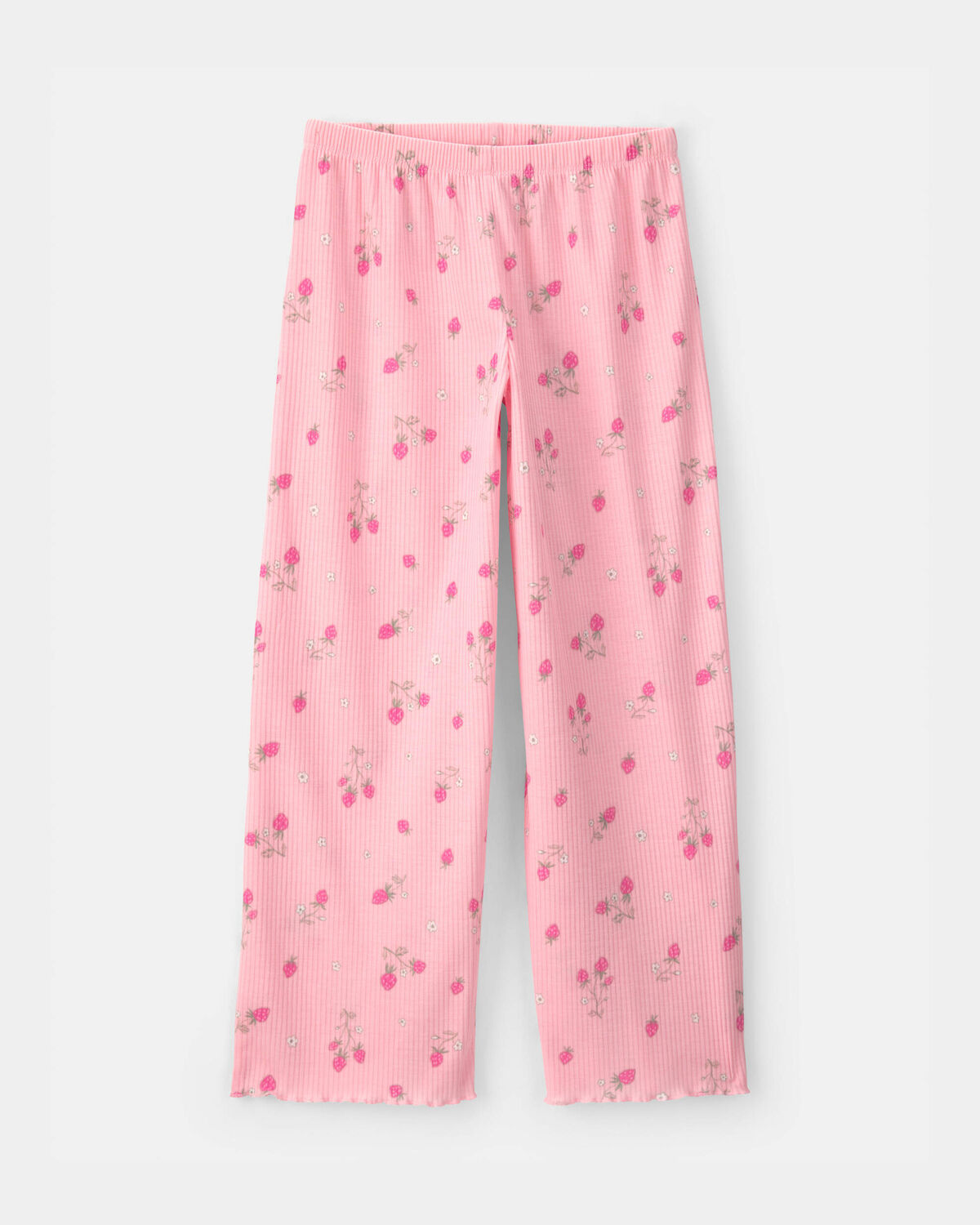 Girls Strawberry Rib Loose Fit 2-Piece Pajama Set - Pink 3 Girls Strawberry Rib Loose Fit 2-Piece Pajama Set - Pink