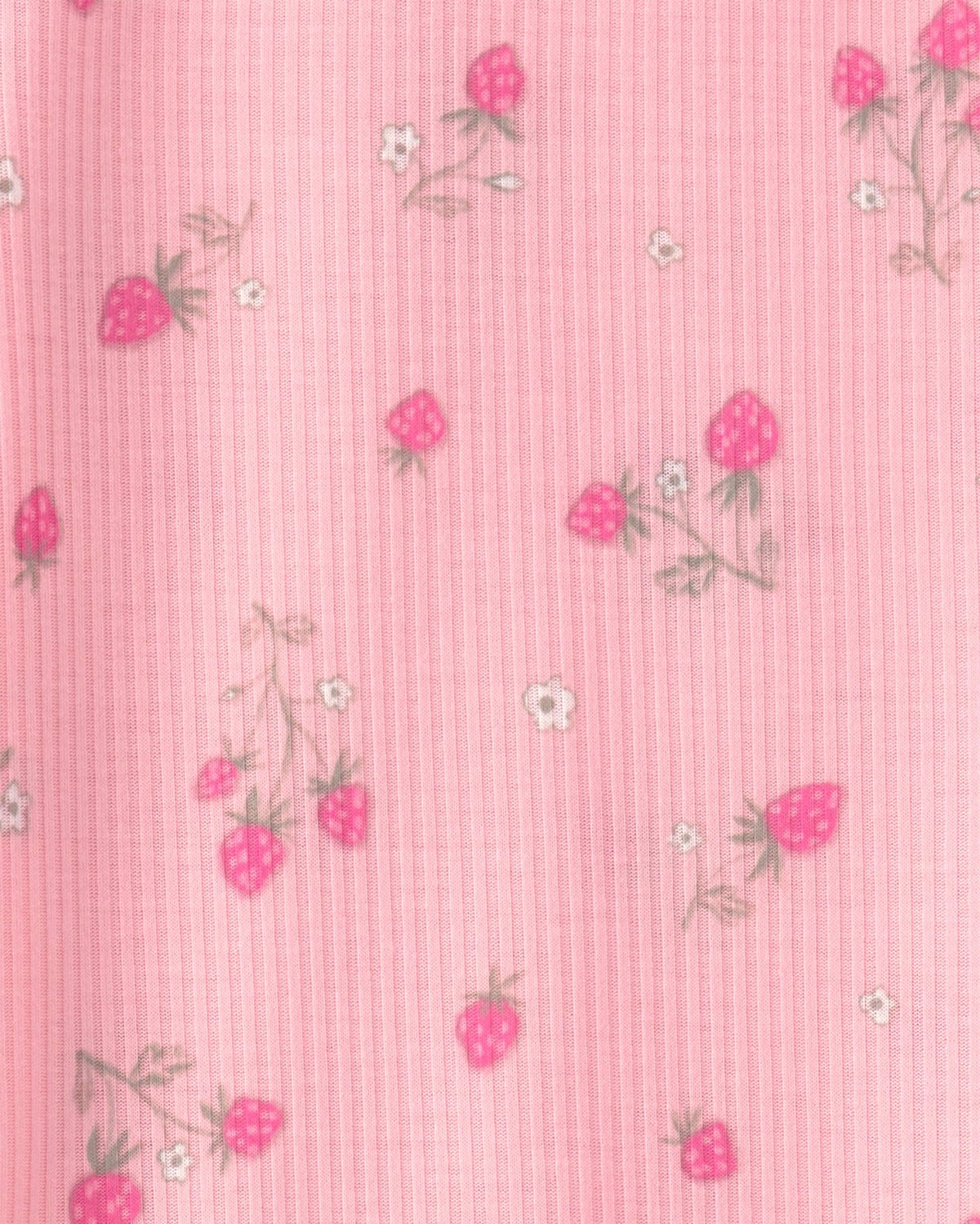 Girls Strawberry Rib Loose Fit 2-Piece Pajama Set - Pink 4 Girls Strawberry Rib Loose Fit 2-Piece Pajama Set - Pink