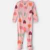 Baby Girl 1-Piece Heart 2-Way Zip 100% Cotton Snug Fit Footed Pajama - Pink