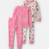 Baby Girl 4-Piece Pets 100% Cotton Snug Fit Pajama Set - Pink/Cream
