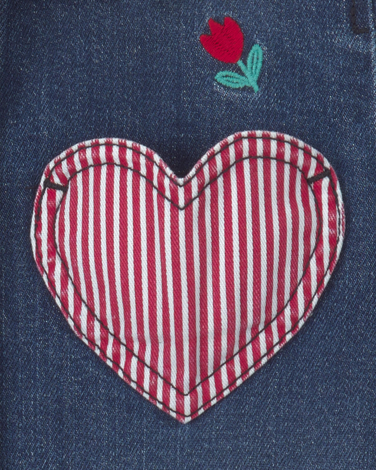 Girls Heart Valentine's Day Long-Sleeve Denim Jacket - Dark Wash