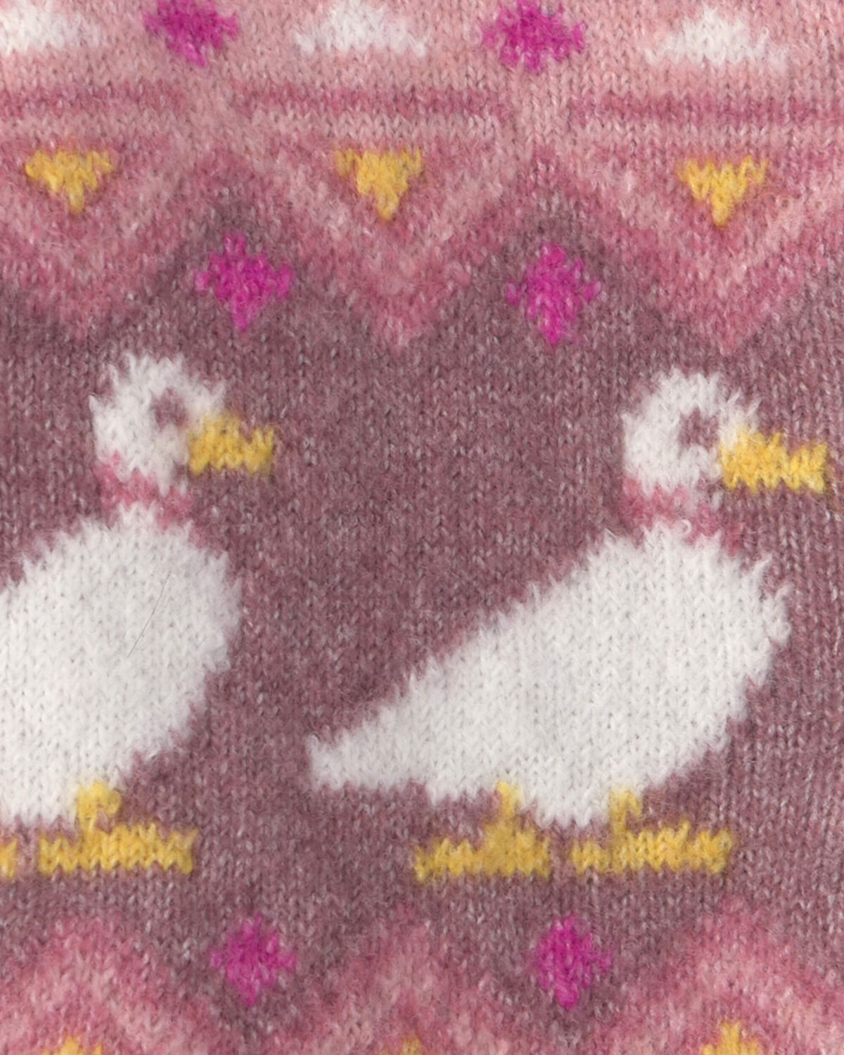 Baby Girl Duck Fair Isle Cardigan Sweater - Pink