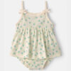 Baby Girl Floral Rib Sleeveless Bodysuit Dress - Cream