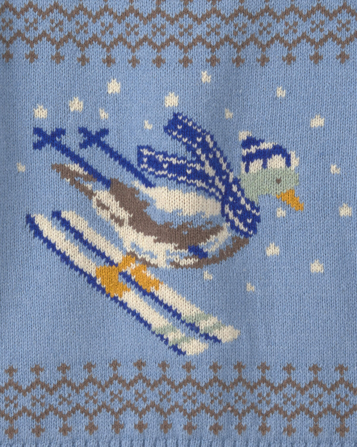 Duck Skiing Fair Isle Sweater - Blue