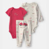 Baby Boy 3-Piece Race Car Bodysuit & Pant Set - Grey/Red