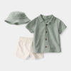 Baby Boy 3-Piece Short-Sleeve Top & Short Set - Green/White