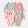 Baby Girl 4-Pack Dog Long-Sleeve Multipack Bodysuits