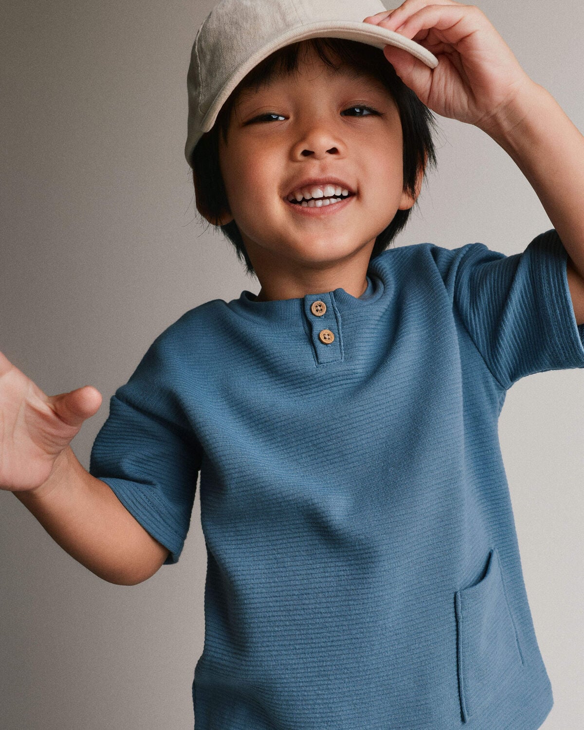 Toddler Boy Henley Tee with Pocket - Slate Blue 1 Toddler Boy Henley Tee with Pocket - Slate Blue