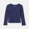 Toddler Girl Long-Sleeve Rib Top - Navy Blue