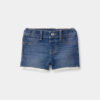 Baby Girl Eyelet Trim Denim Shorts - Dark Wash