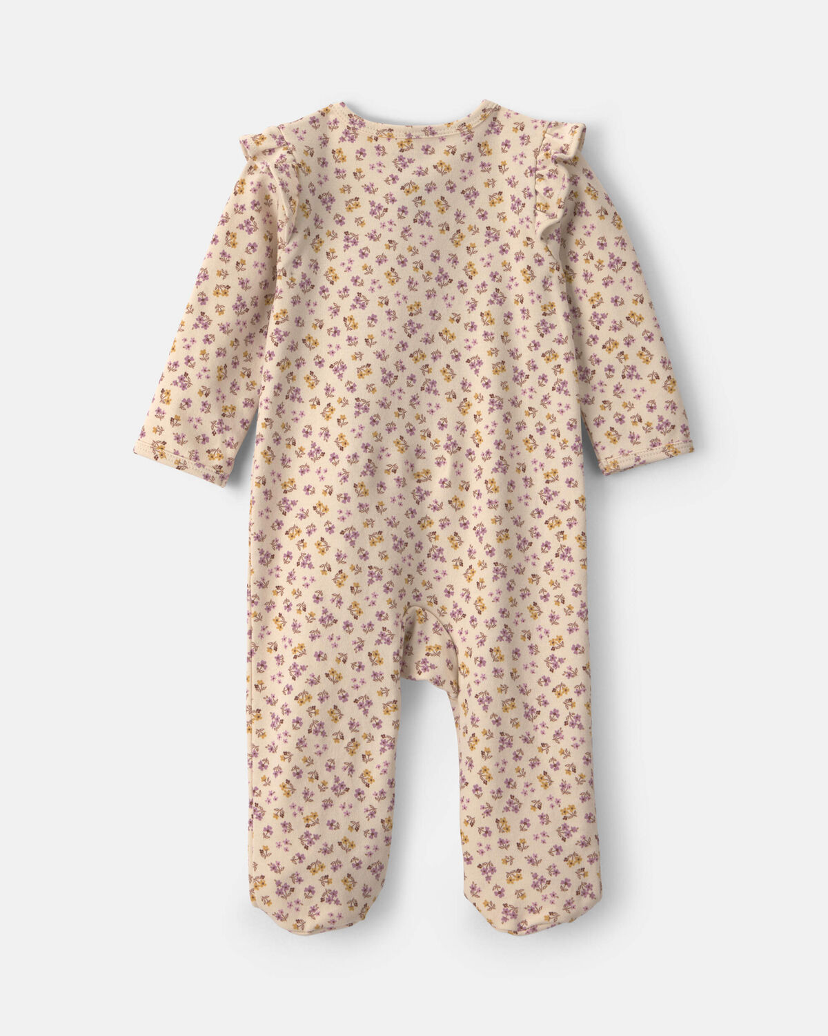 Baby Girl Floral 100% Cotton 2-Way Zip Sleep & Play Pajamas - Cream 2 Baby Girl Floral 100% Cotton 2-Way Zip Sleep & Play Pajamas - Cream