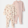 Baby Girl 2-Pack Floral Striped 100% Cotton 2-Way Zip Sleep & Play Pajamas - Pink/Ivory 13 Baby Girl 2-Pack Floral Striped 100% Cotton 2-Way Zip Sleep & Play Pajamas - Pink/Ivory