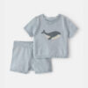 Baby 2-Piece Whale Short-Sleeve Sweater Top & Short Set - Blue 12 Baby 2-Piece Whale Short-Sleeve Sweater Top & Short Set - Blue