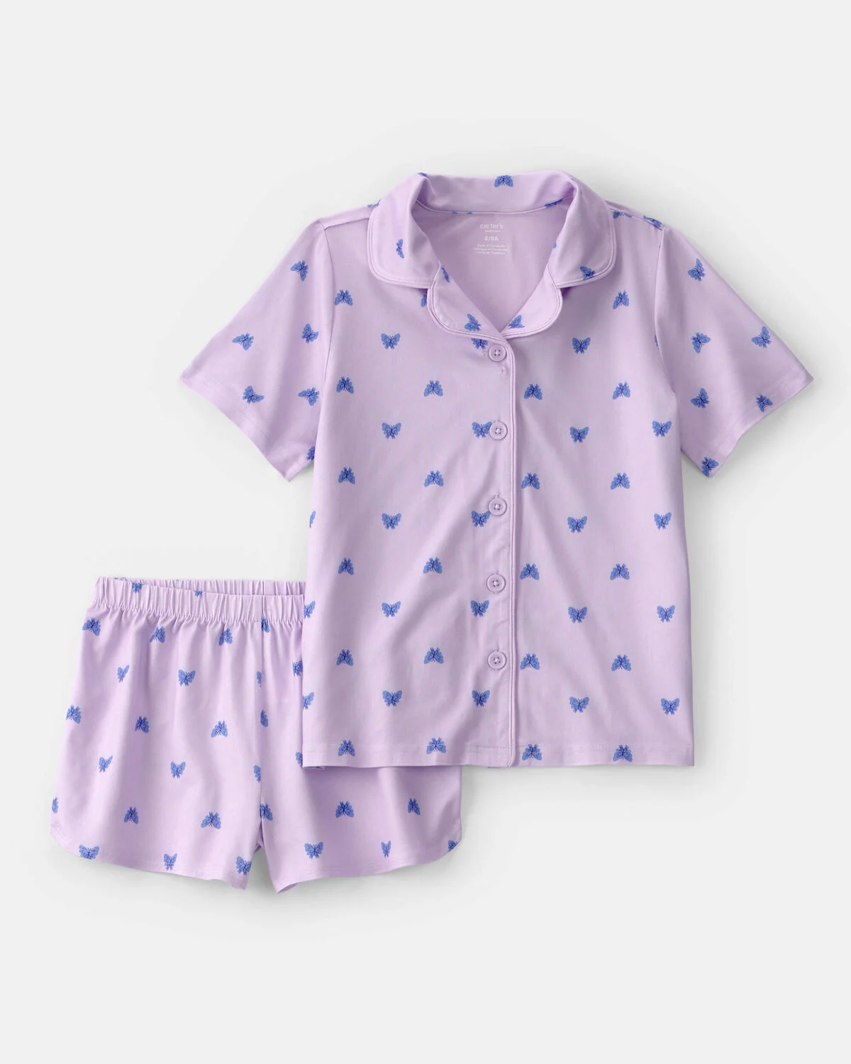 Girls Butterfly Short-Sleeve Loose Fit 2-Piece Pajama Set - Purple 1 Girls Butterfly Short-Sleeve Loose Fit 2-Piece Pajama Set - Purple