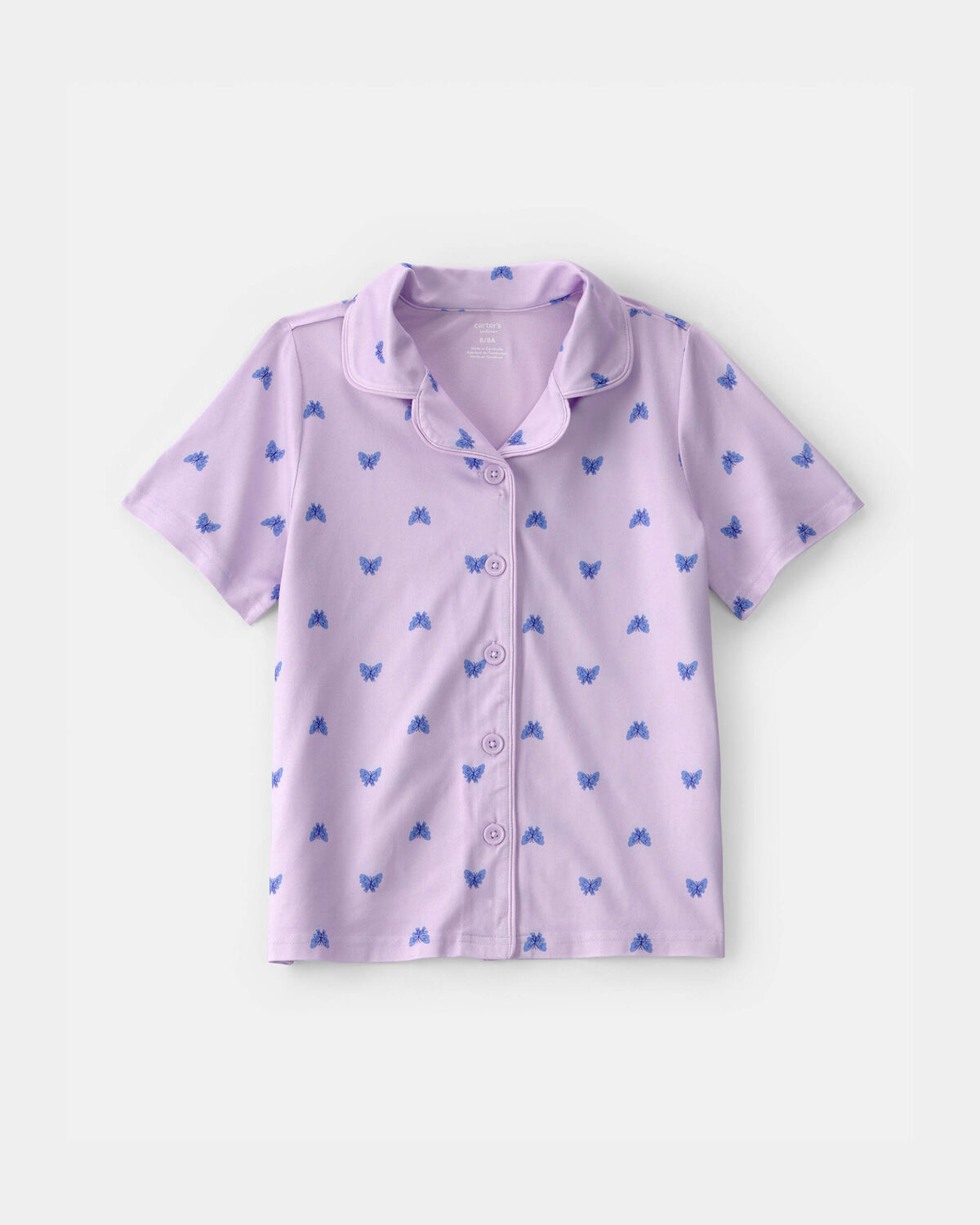 Girls Butterfly Short-Sleeve Loose Fit 2-Piece Pajama Set - Purple 3 Girls Butterfly Short-Sleeve Loose Fit 2-Piece Pajama Set - Purple