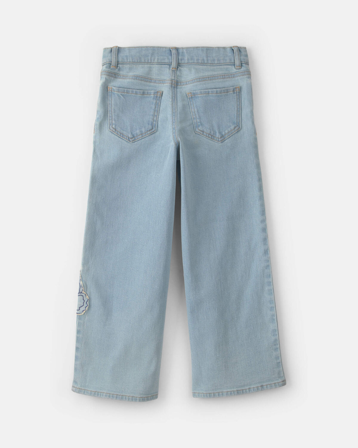 Girls Butterfly Cropped Wide-Leg Jeans - Light Wash