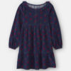 Girls Floral Corduroy Long-Sleeve Dress - Navy Blue