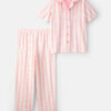 Girls Striped Loose Fit 2-Piece Pajama Set - Pink/Ivory 4 Girls Striped Loose Fit 2-Piece Pajama Set - Pink/Ivory