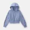 Girls Floral Fleece Zip-Up Hoodie - Blue