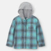 Boys Plaid Long-Sleeve Hooded Button-Down Shirt