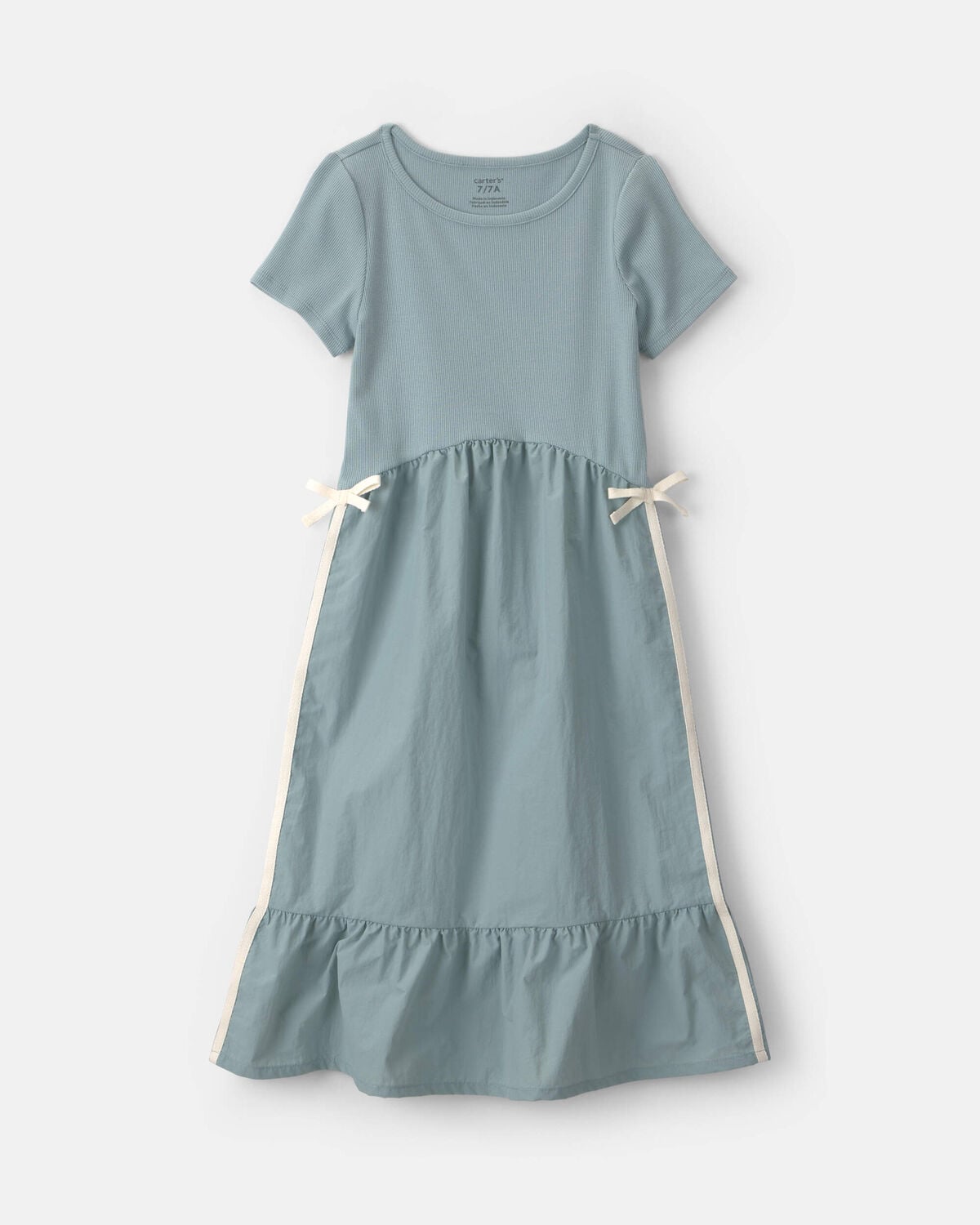 Girls Bow Midi Dress - Blue 1 Girls Bow Midi Dress - Blue