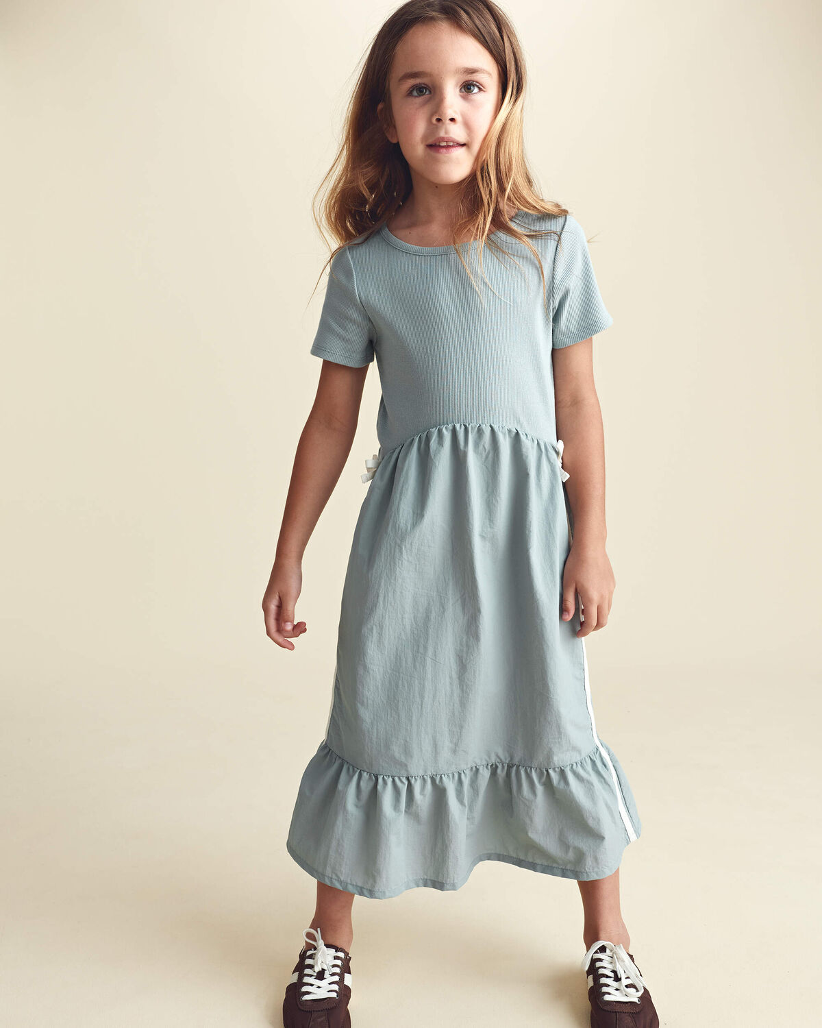 Girls Bow Midi Dress - Blue 2 Girls Bow Midi Dress - Blue