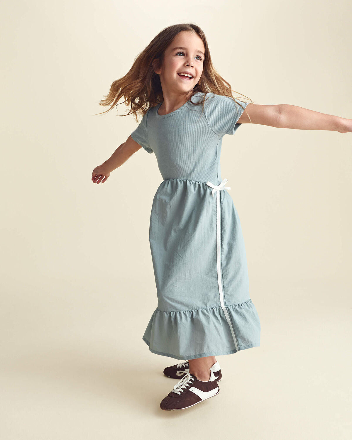 Girls Bow Midi Dress - Blue 3 Girls Bow Midi Dress - Blue