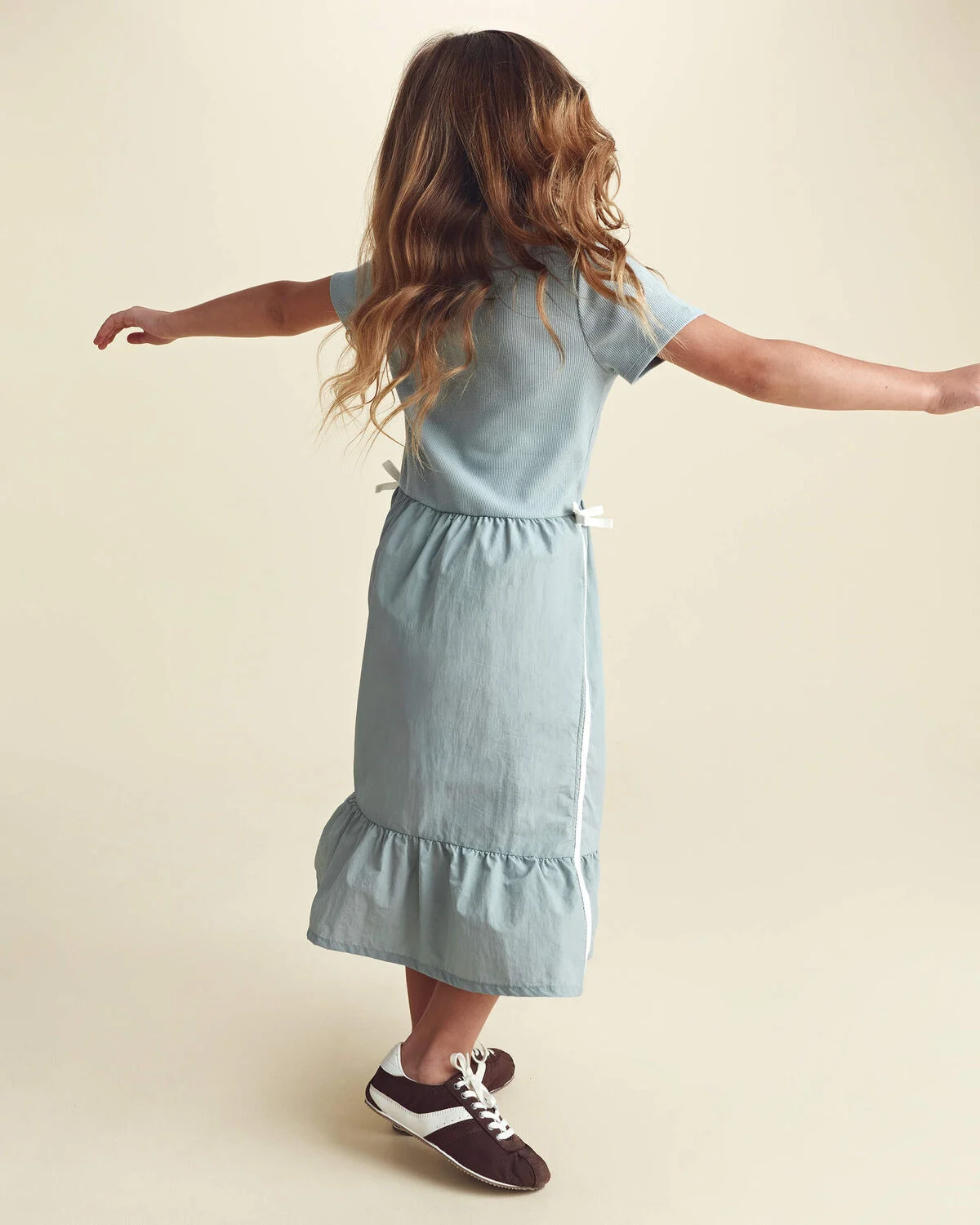 Girls Bow Midi Dress - Blue 4 Girls Bow Midi Dress - Blue