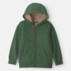 Boys Fleece Zip-Up Hoodie - Olive Green