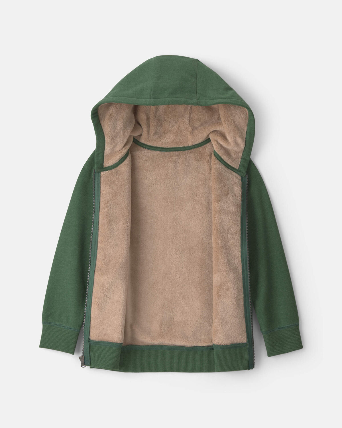 Boys Fleece Zip-Up Hoodie - Olive Green 2 Boys Fleece Zip-Up Hoodie - Olive Green