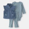 Baby Girl 3-Piece Bows Fleece Layering Set - Blue