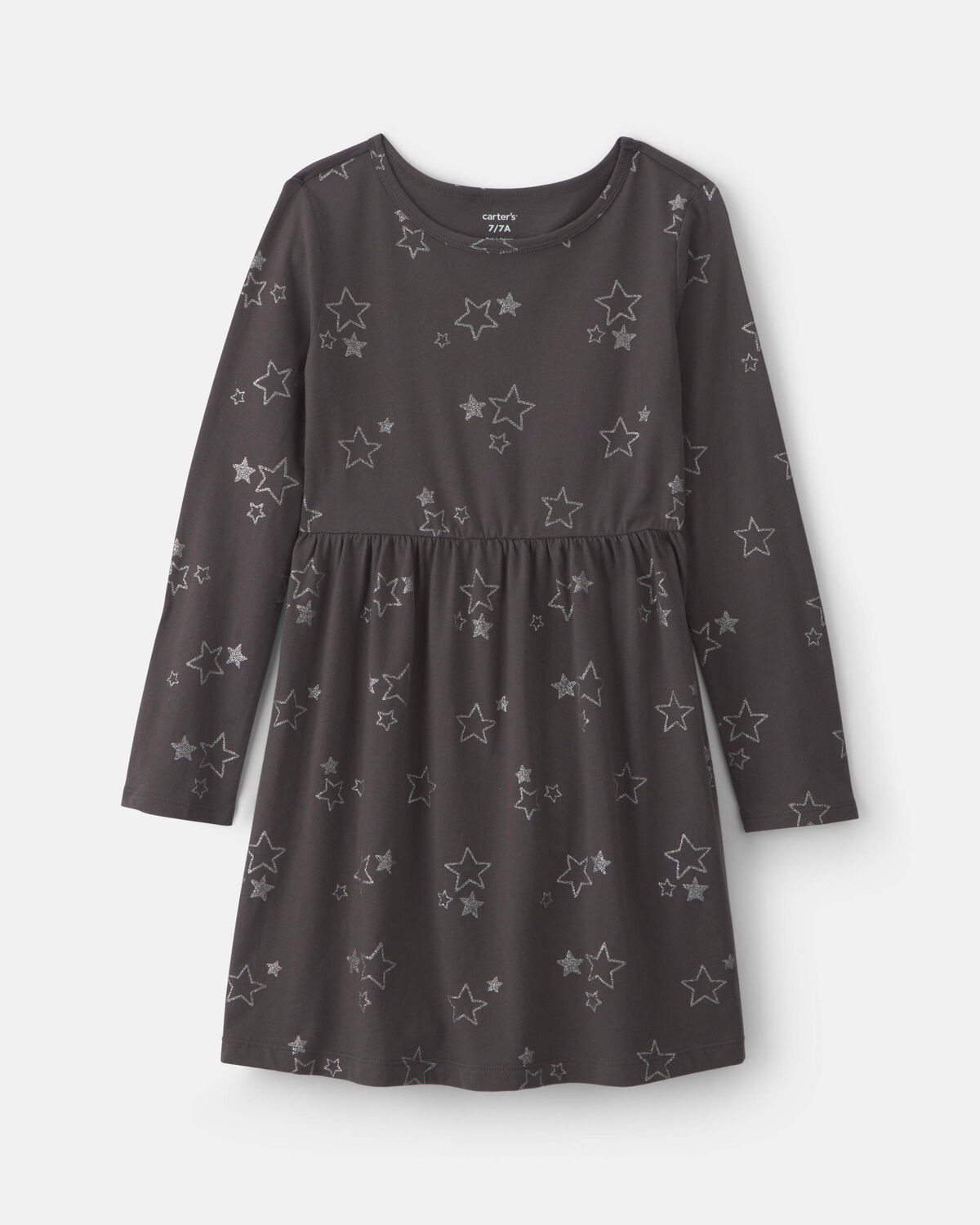 Girls Stars Long-Sleeve Dress - Grey 1 Girls Stars Long-Sleeve Dress - Grey