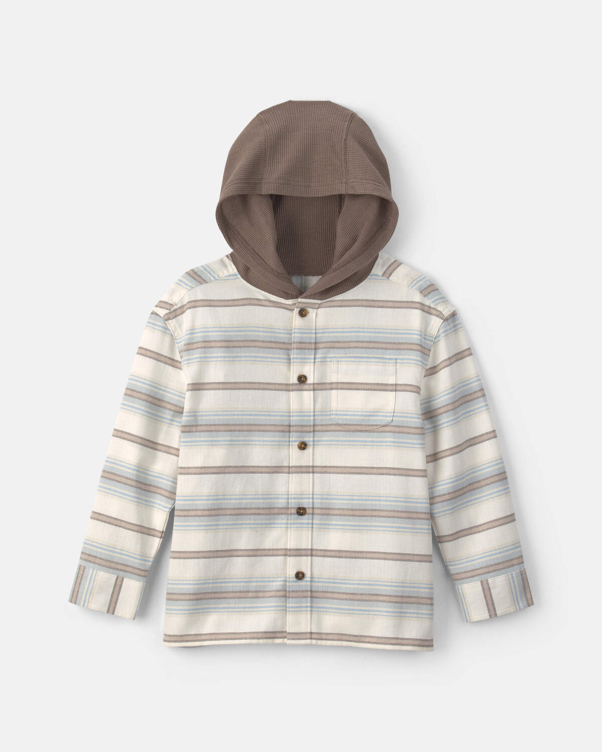 Boys Striped Long-Sleeve Hooded Button-Down Shirt 1 Boys Striped Long-Sleeve Hooded Button-Down Shirt