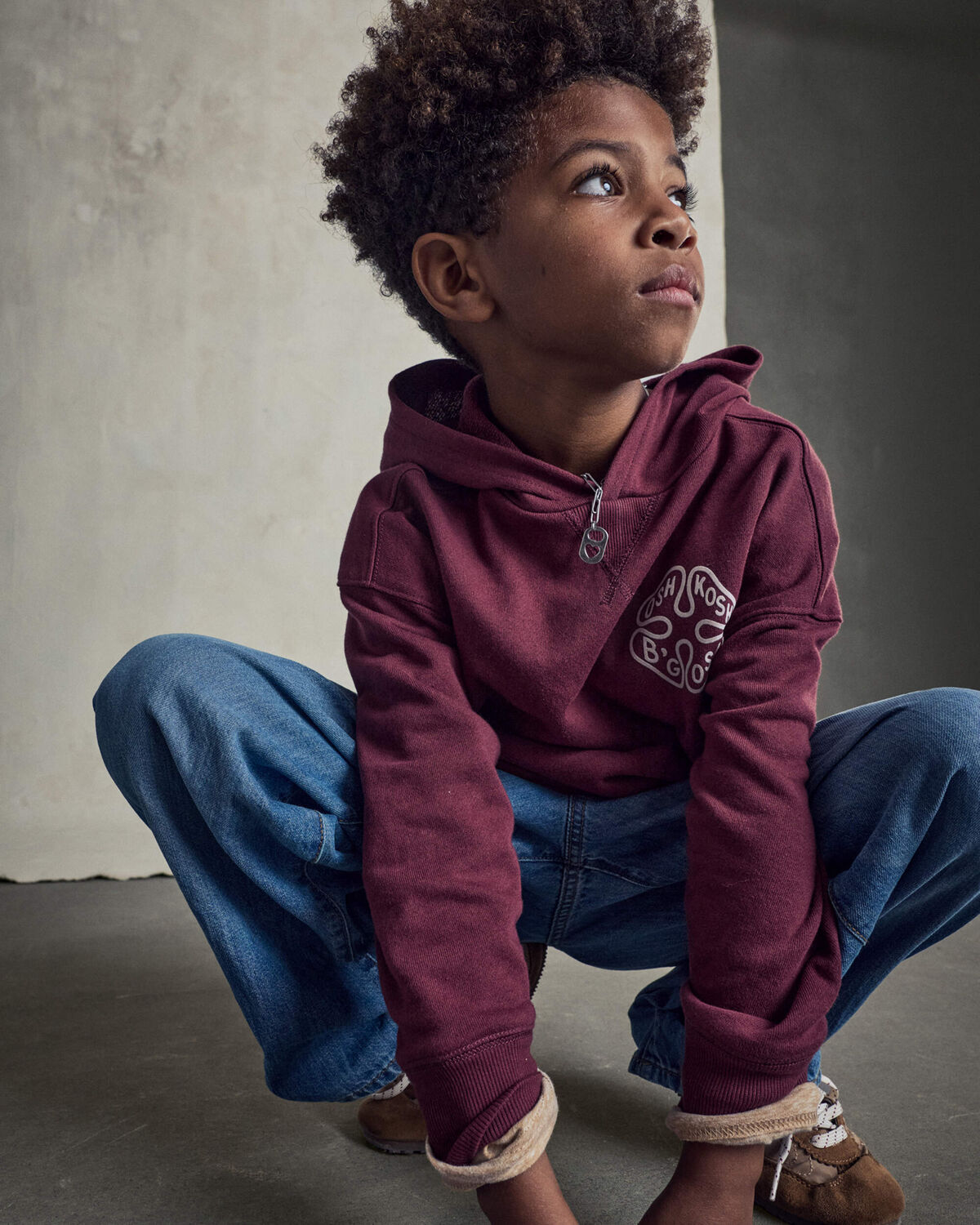 Boys Logo Patch Hoodie - Burgundy 3 Boys Logo Patch Hoodie - Burgundy