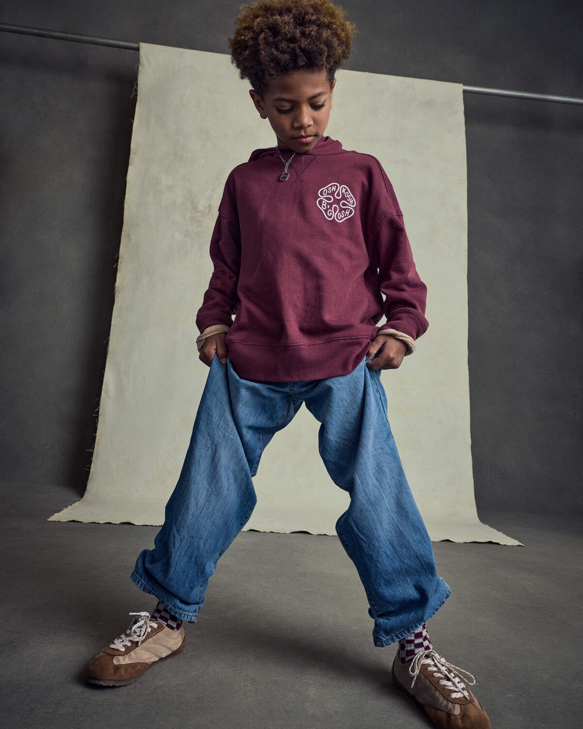 Boys Logo Patch Hoodie - Burgundy 4 Boys Logo Patch Hoodie - Burgundy
