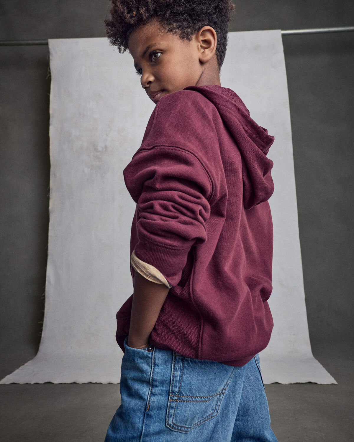 Boys Logo Patch Hoodie - Burgundy 5 Boys Logo Patch Hoodie - Burgundy