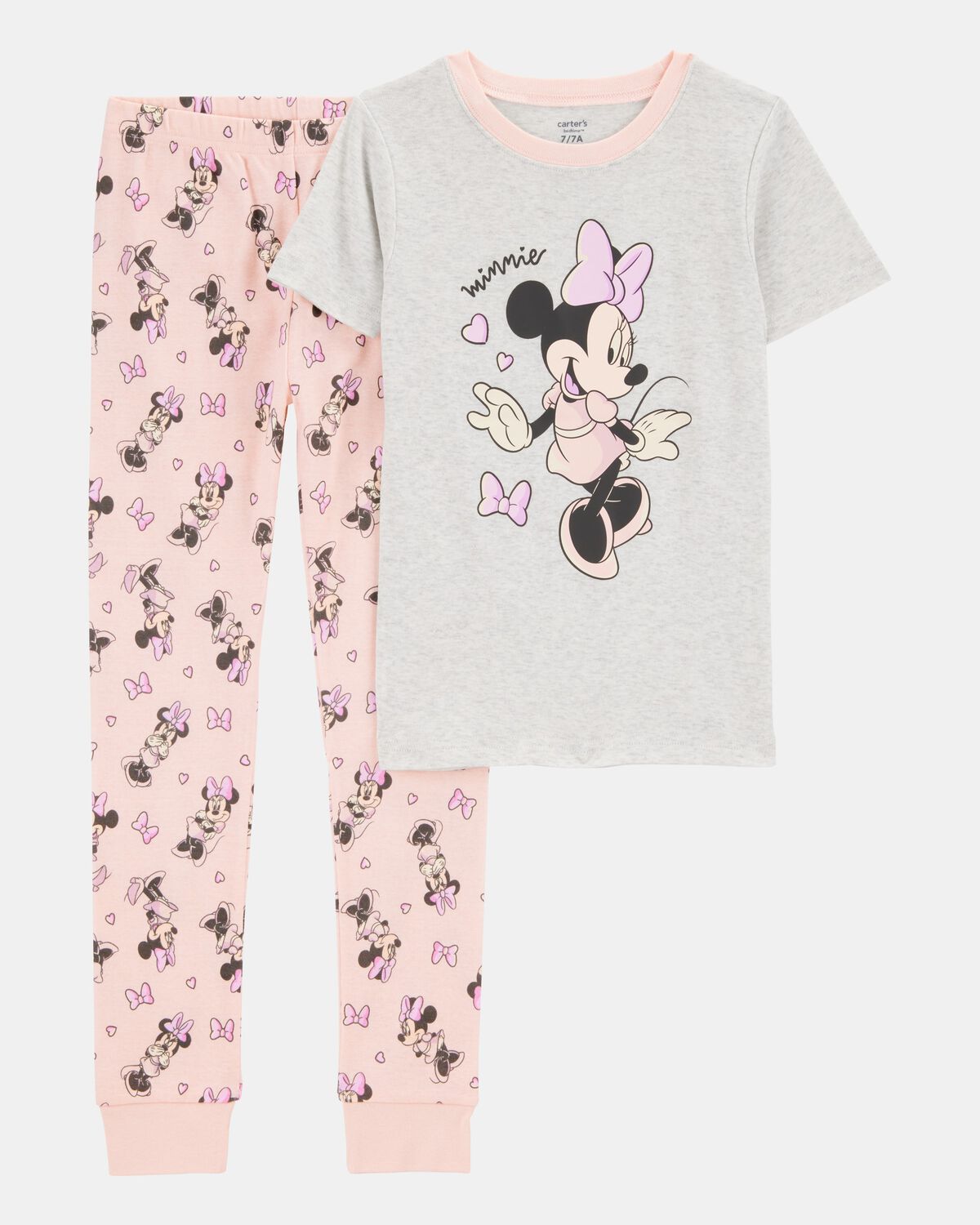 Girls Minnie Mouse Snug Fit Cotton 2-Piece Pajamas