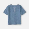 Boys Stripe Henley Tee - Blue